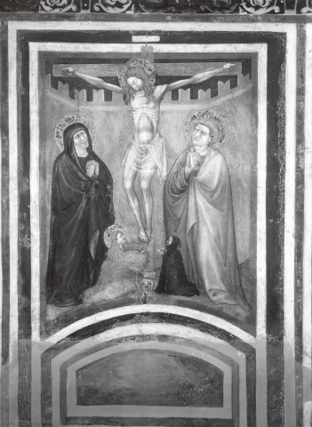 Anonimo — Anonimo emiliano - sec. XIV - Crocifissione di Cristo tra la Madonna e san Giovanni Battista — insieme